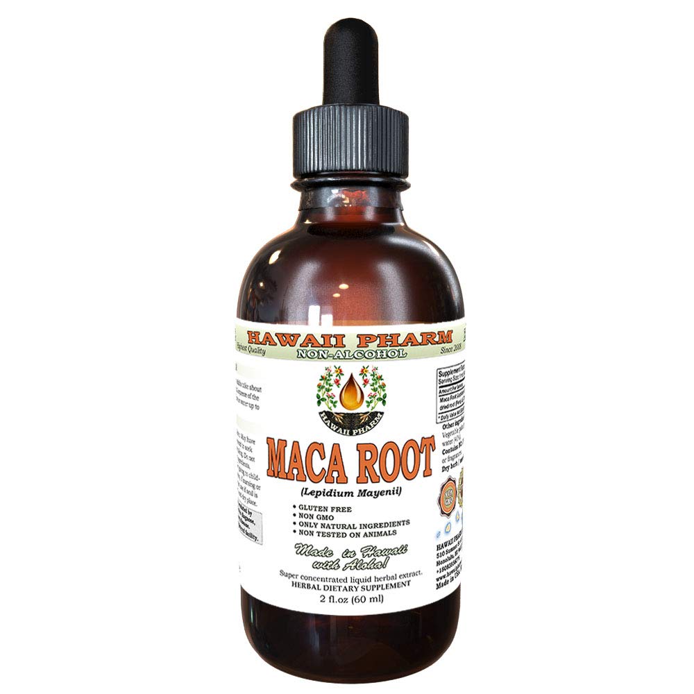 Organic Maca Root Liquid Extract 2oz bottle label close-up