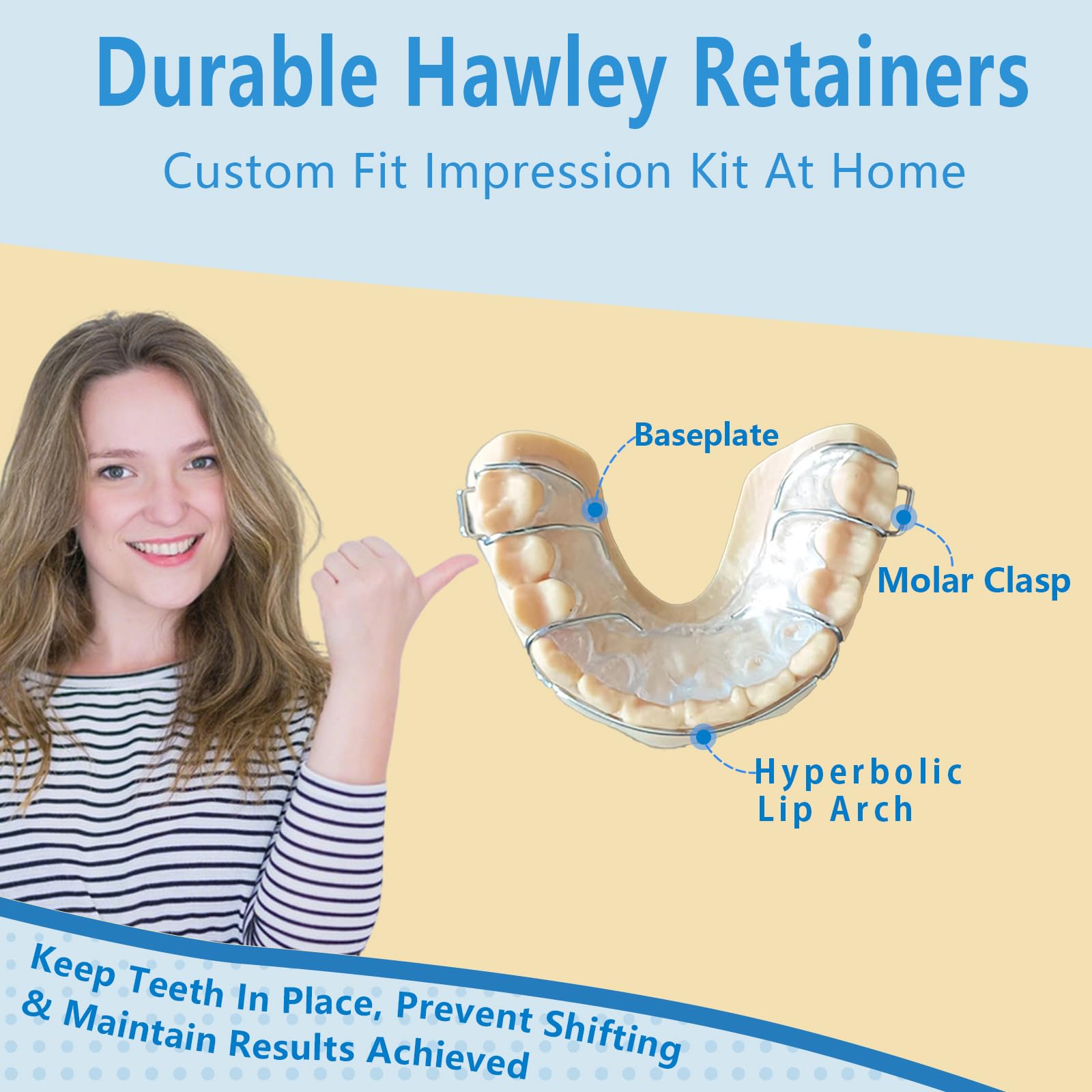 Upper Hawley retainer designed for braces aftercare