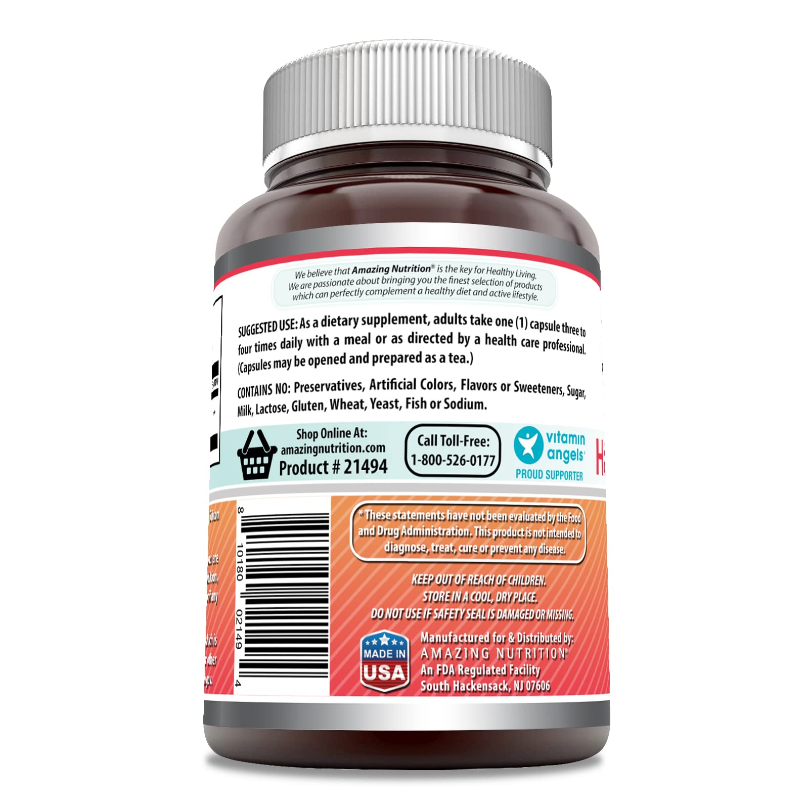 Hawthorn berries 565 mg per capsule label on bottle