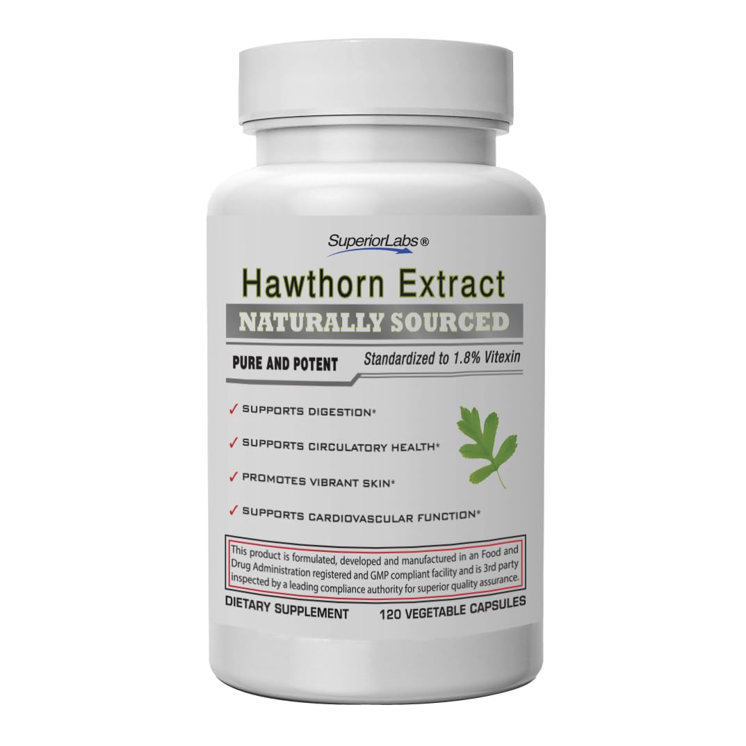 Bottle of Hawthorn Berry 300mg capsules with label