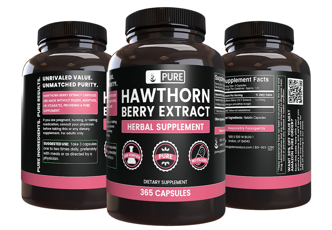 Hawthorn Berry Extract bottle back with supplement facts