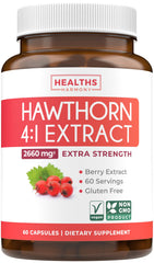 Hawthorn Berry Extract Capsules with 4:1 strength and 60 capsules per bottle