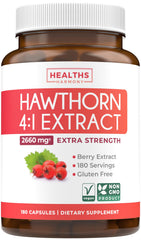 Bottle of Super Potent Hawthorn Berry Extract Capsules against a white background