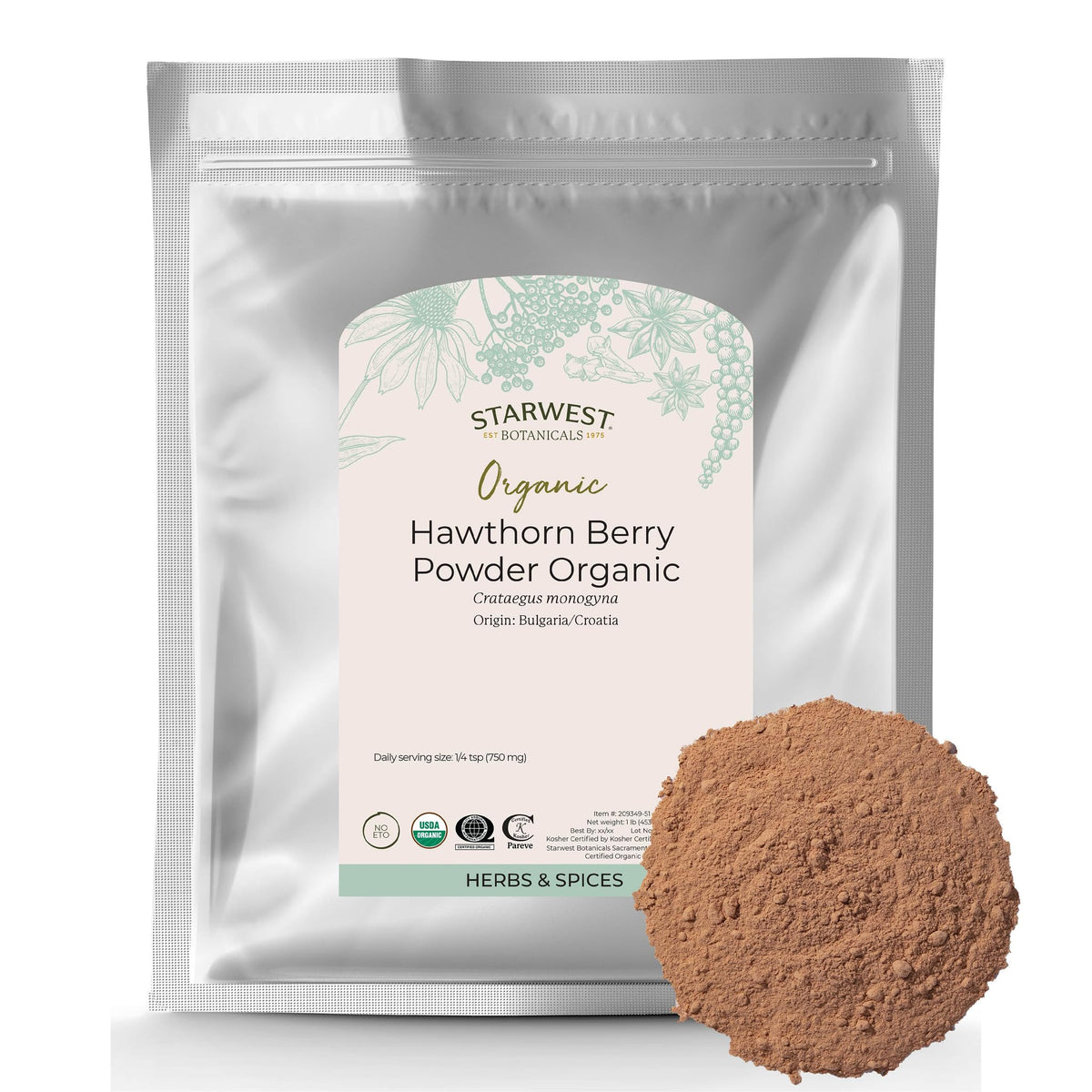 Starwest Hawthorn Berry Powder 1 lb bag