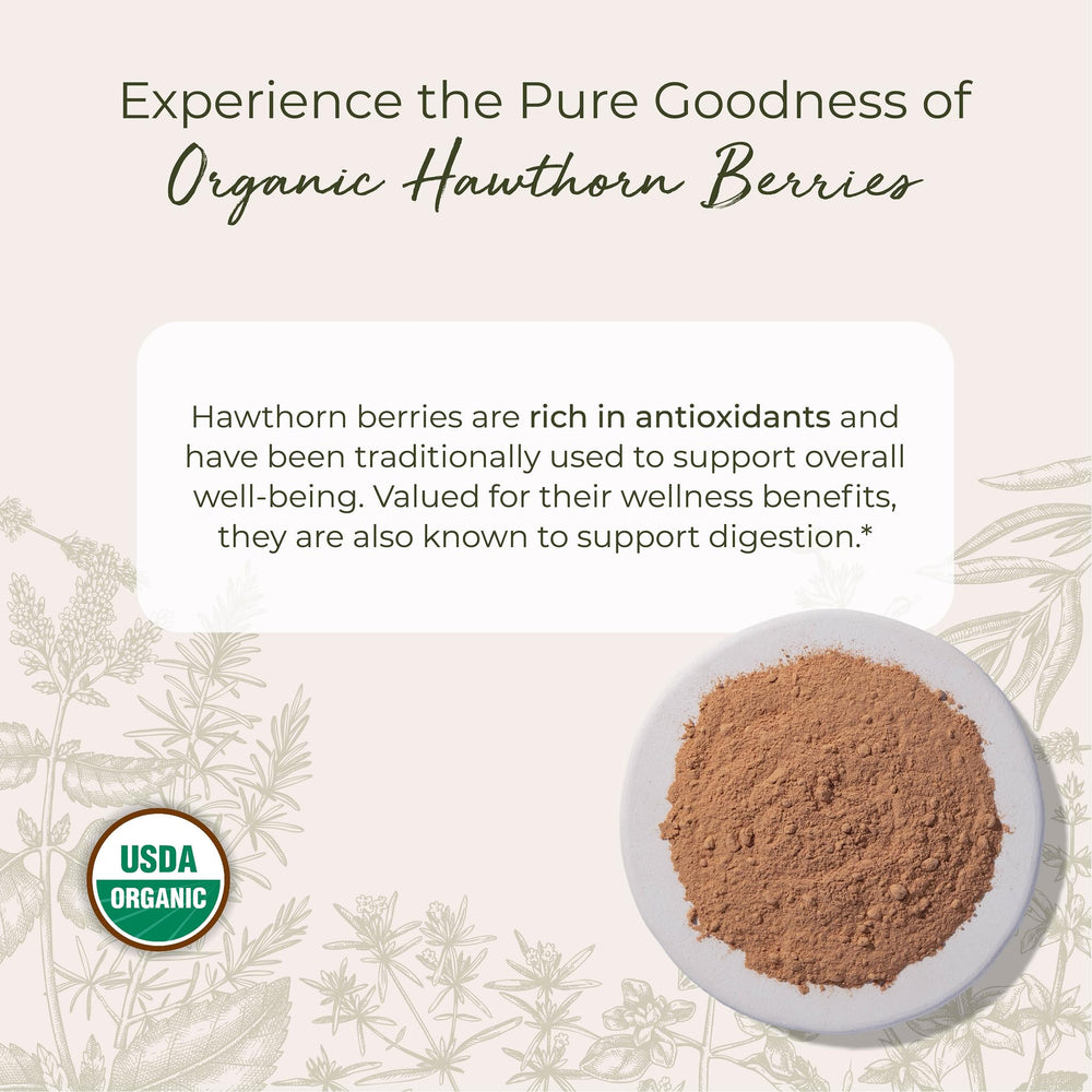 Organic certification label on Hawthorn Berry Powder