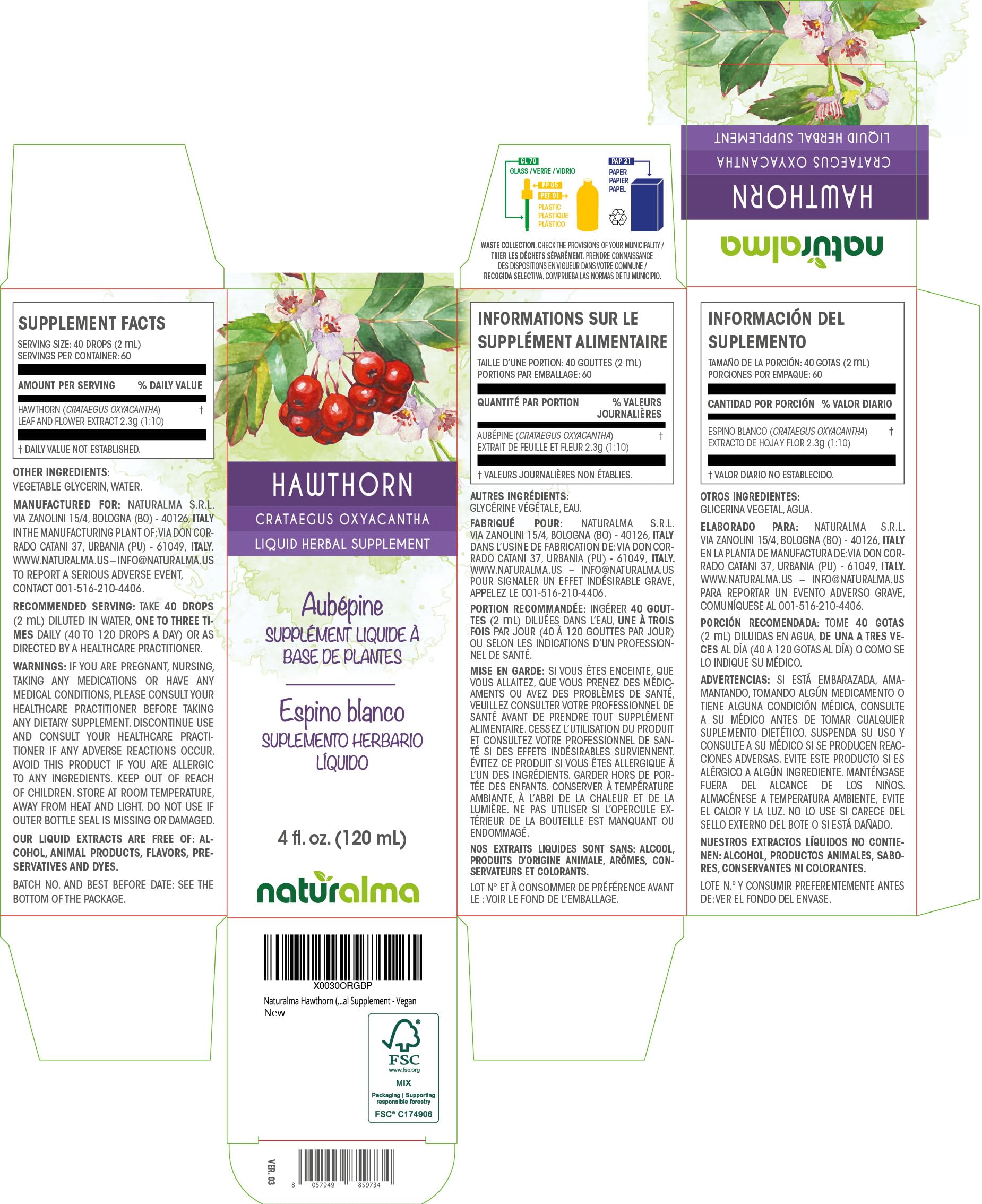 Dosing drops for Hawthorn tincture (2 ml, 40 drops)