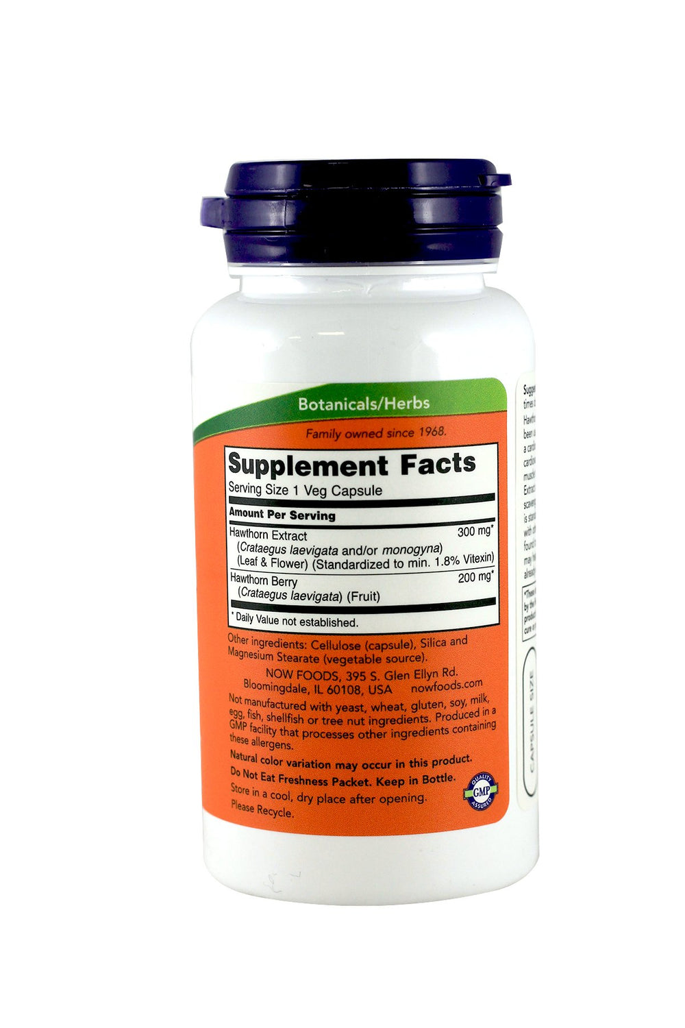 Nutrition facts and serving information for Hawthorn Extract 300mg 90 VegiCaps Pack of 2