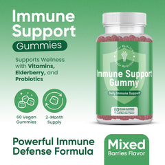 Haydar immune gummies adults bottle close-up showing 60 gummies