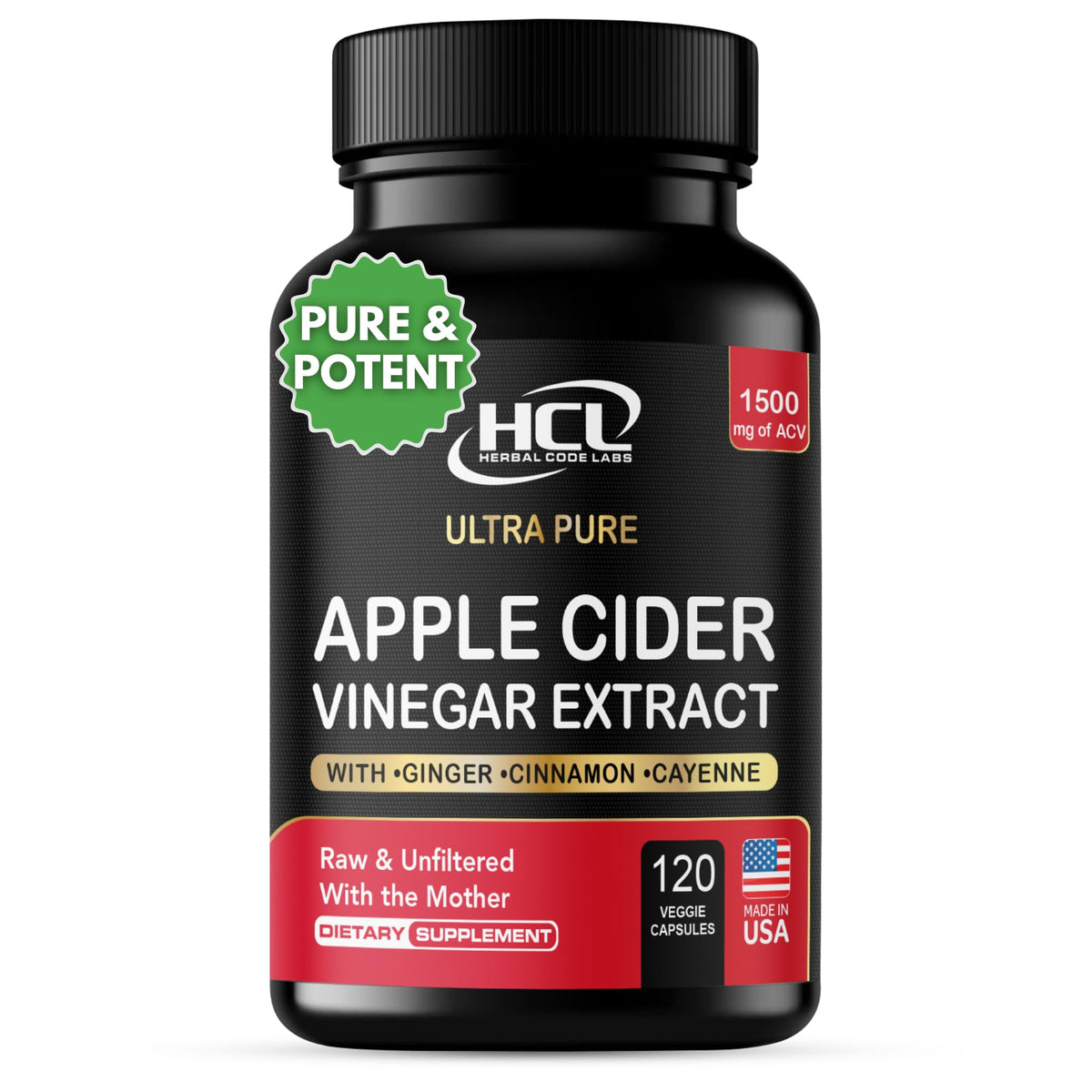 HCL HERBAL CODE LABS front packaging showing bottle and branding benefit convenience