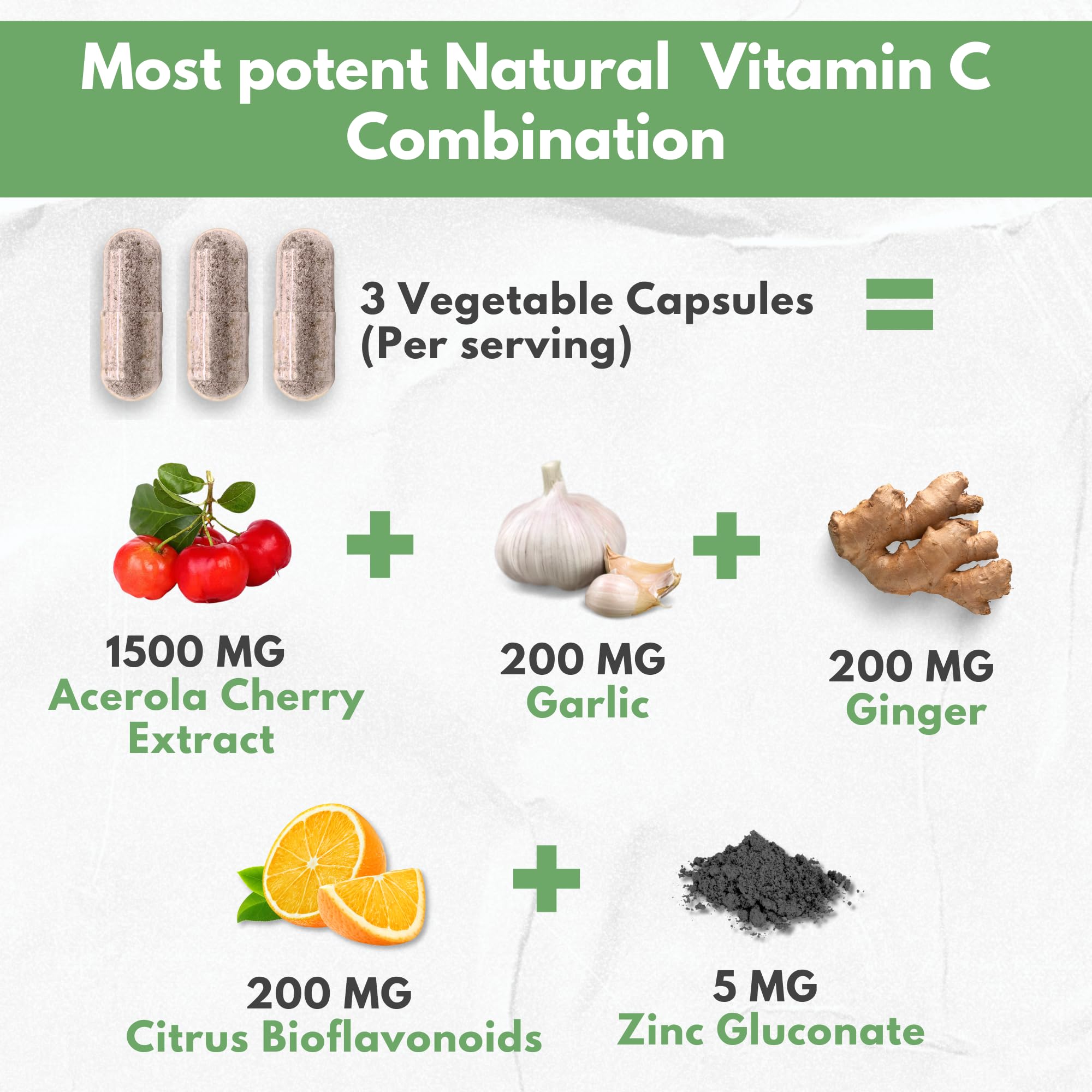 Citrus Bioflavonoids and Vitamin C for enhanced absorption