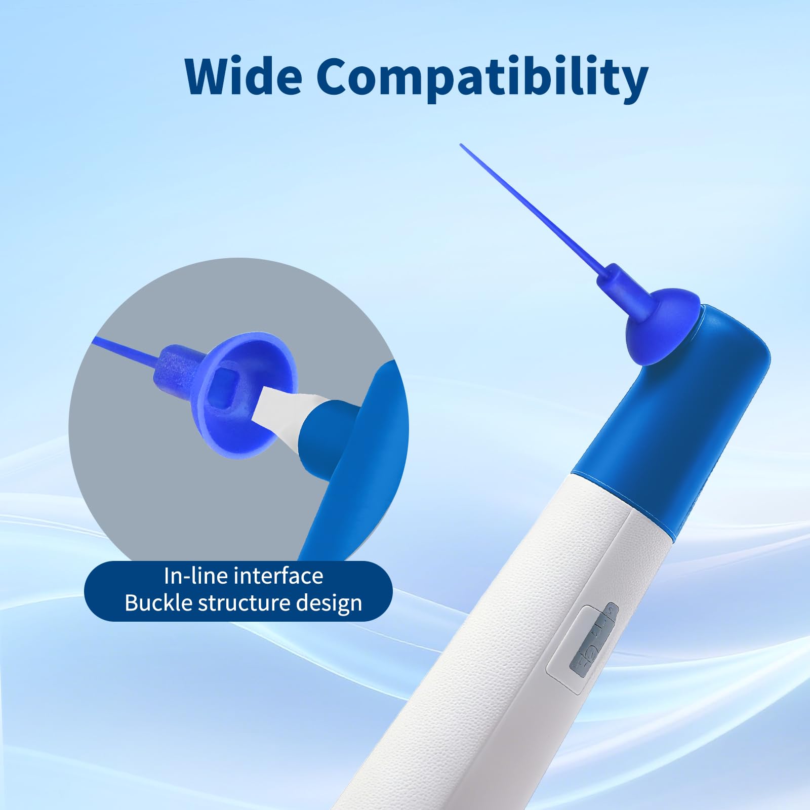 Blue identification design on root canal irrigator replacement tips