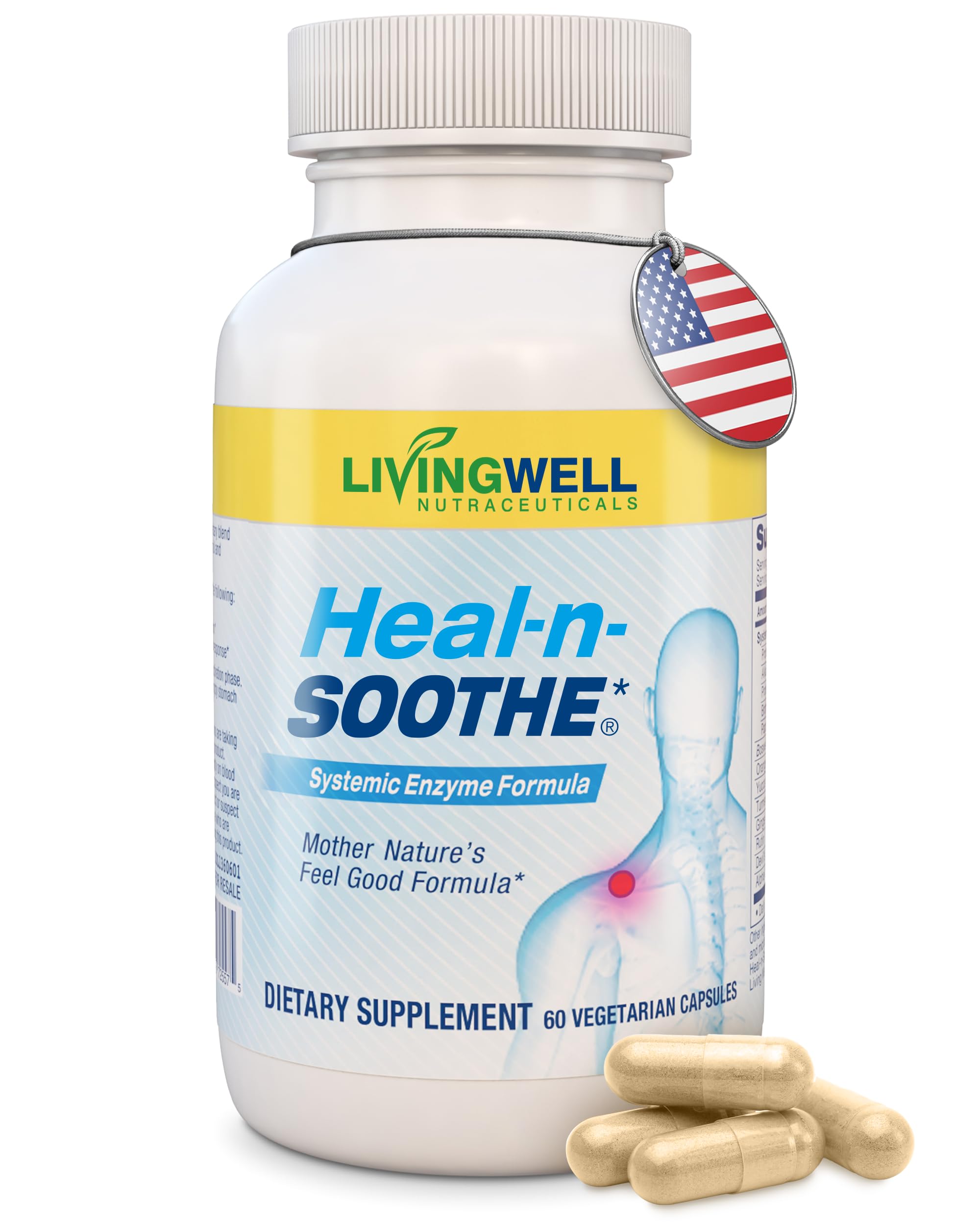 HEAL-N-SOOTHE bottle front showing 60 count packaging