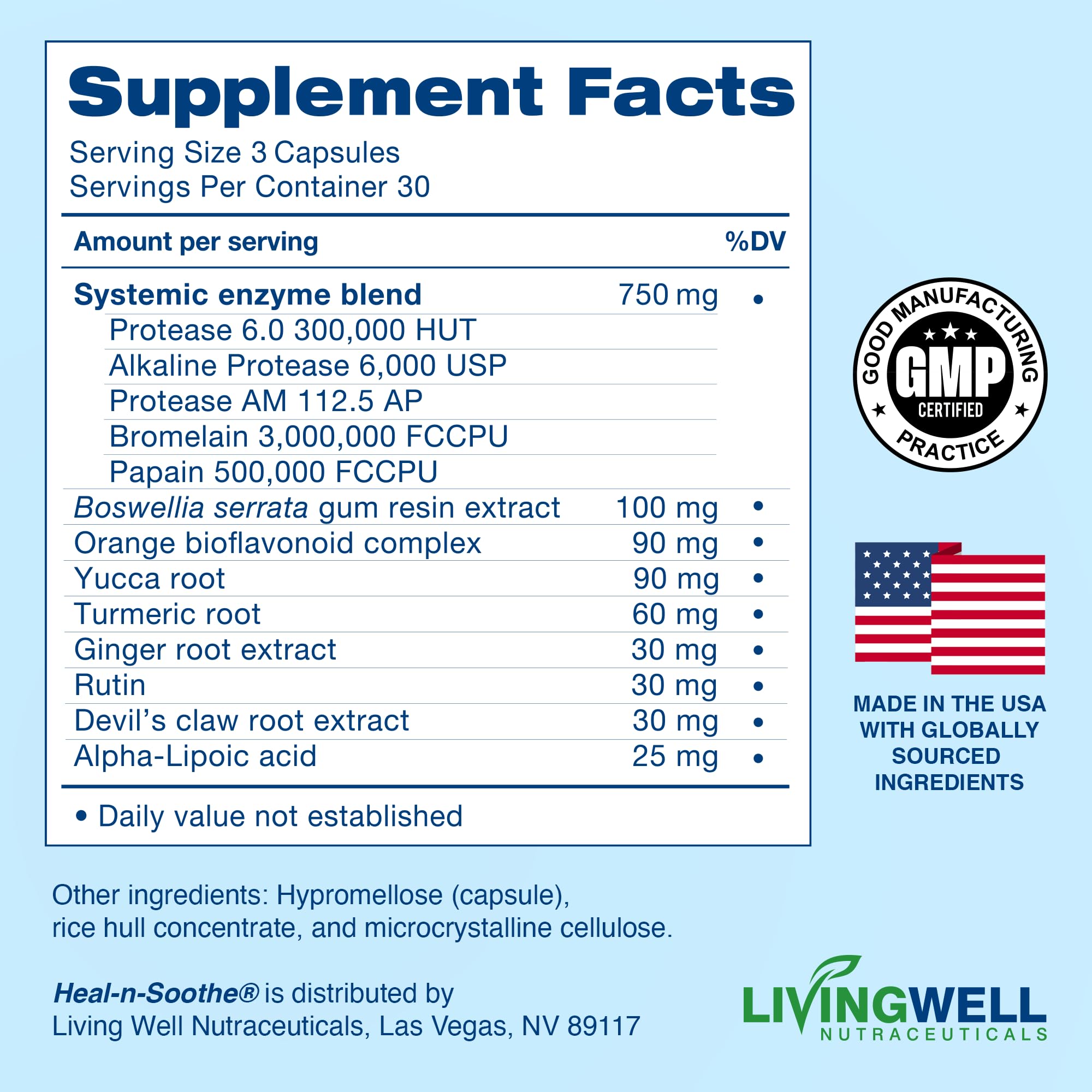 Made in USA, vegetarian, non-GMO formula of Heal-N-Soothe