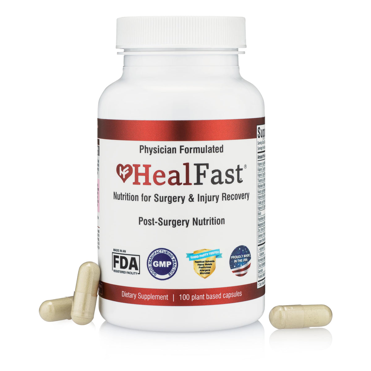 HealFast bottle with capsules for post-surgery recovery