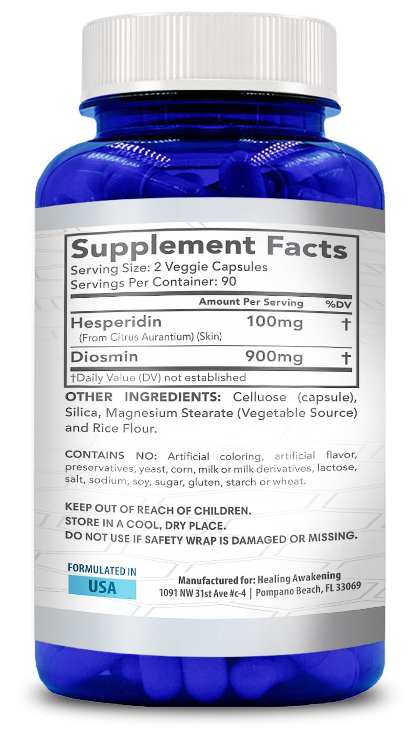 Close-up of Hesperidin Plus 1000mg per serving capsule bottle label