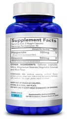Close-up of Hesperidin Plus 1000mg per serving capsule bottle label