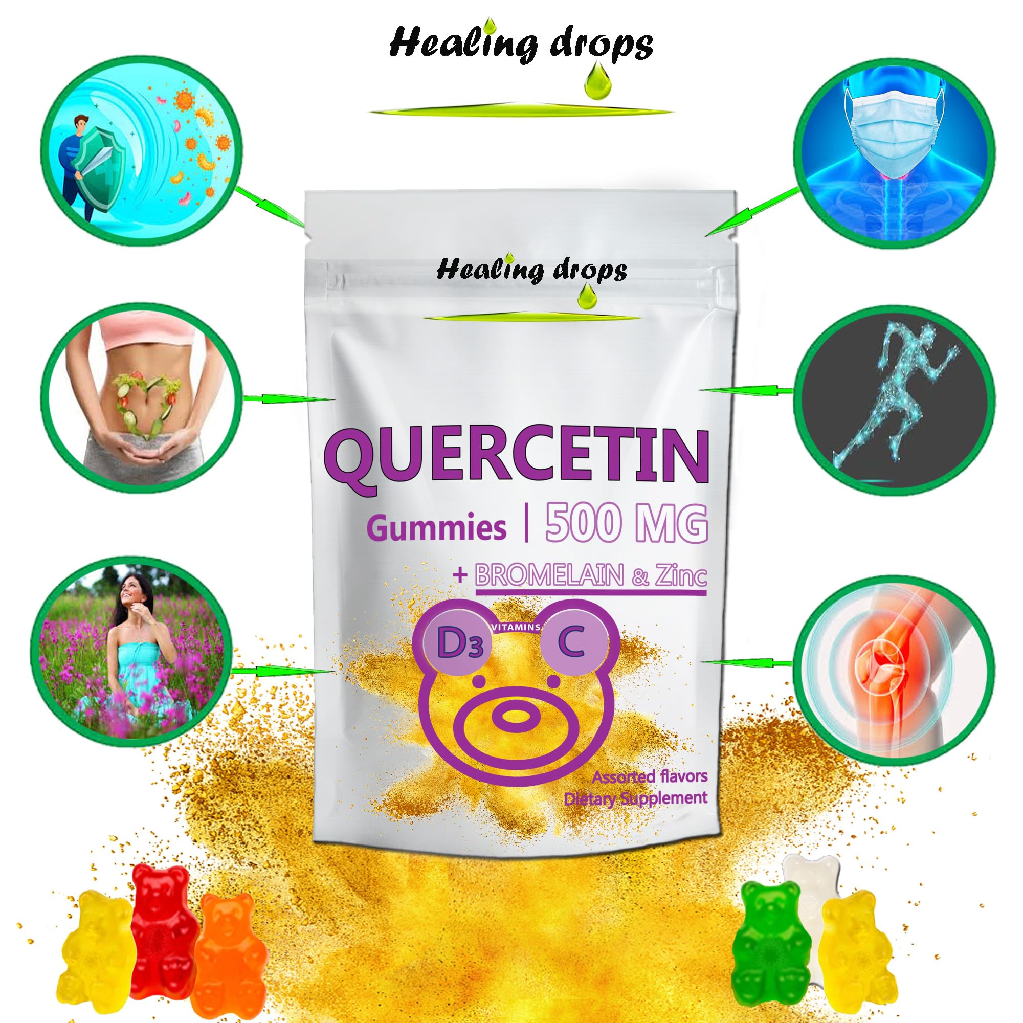 Close-up of Quercetin Gummies with Bromelain