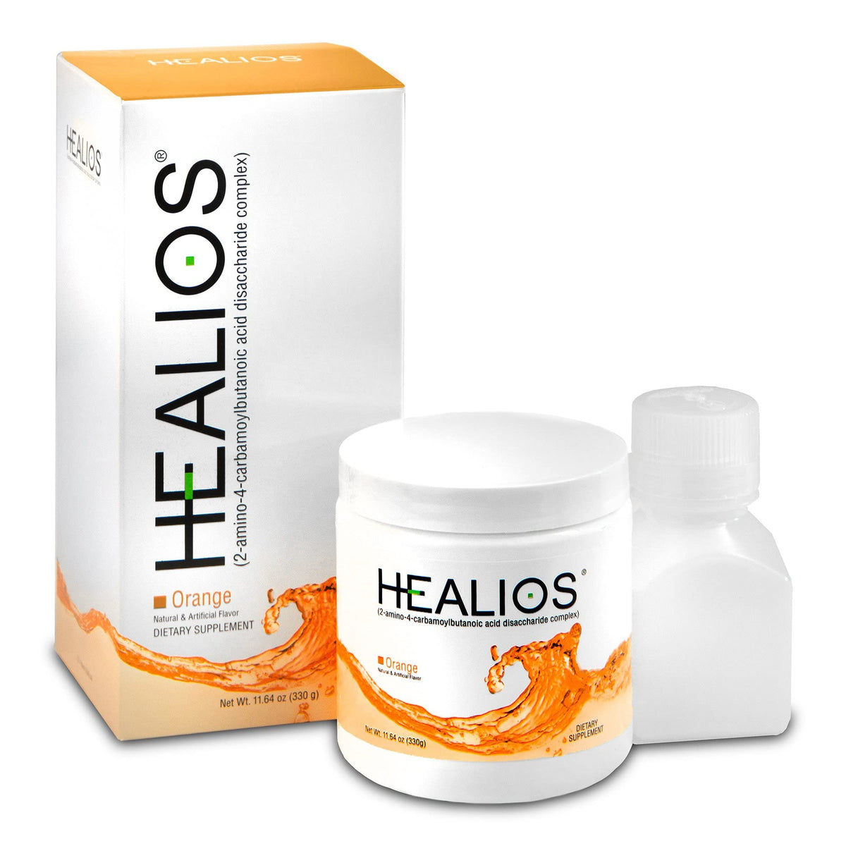 Healios orange flavor powder packaging