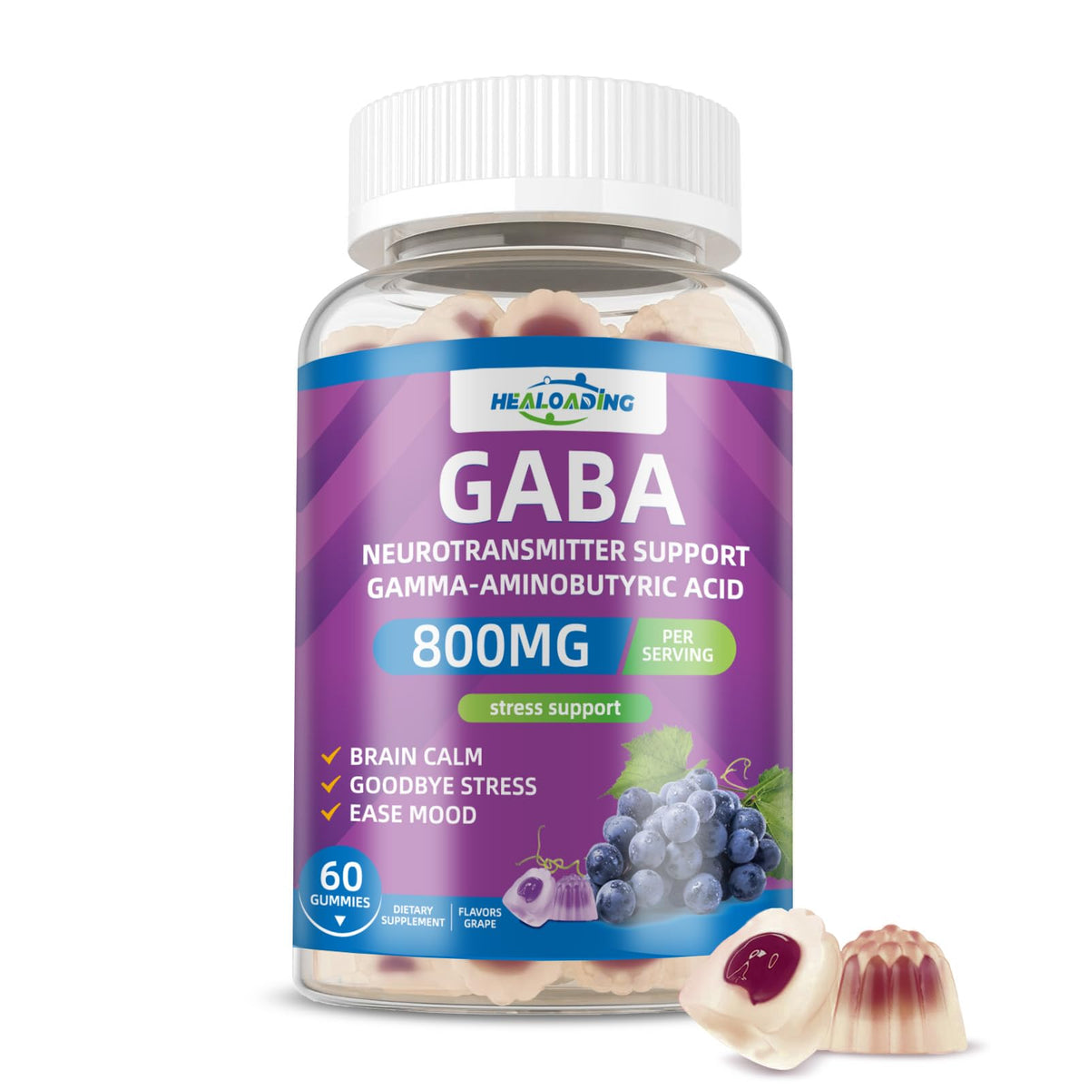 Hero image of HEALOADING GABA Gummies bottle for nighttime relaxation