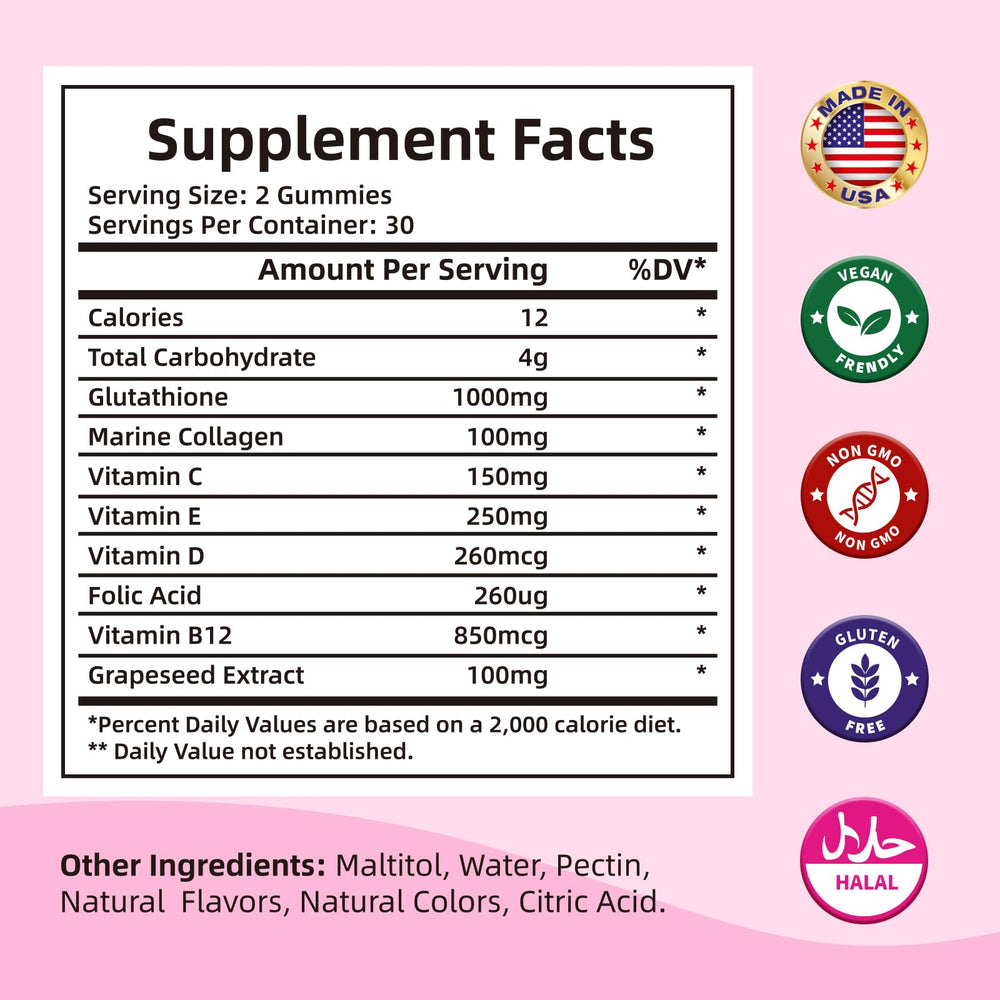 Close-up of strawberry-flavored glutathione gummy