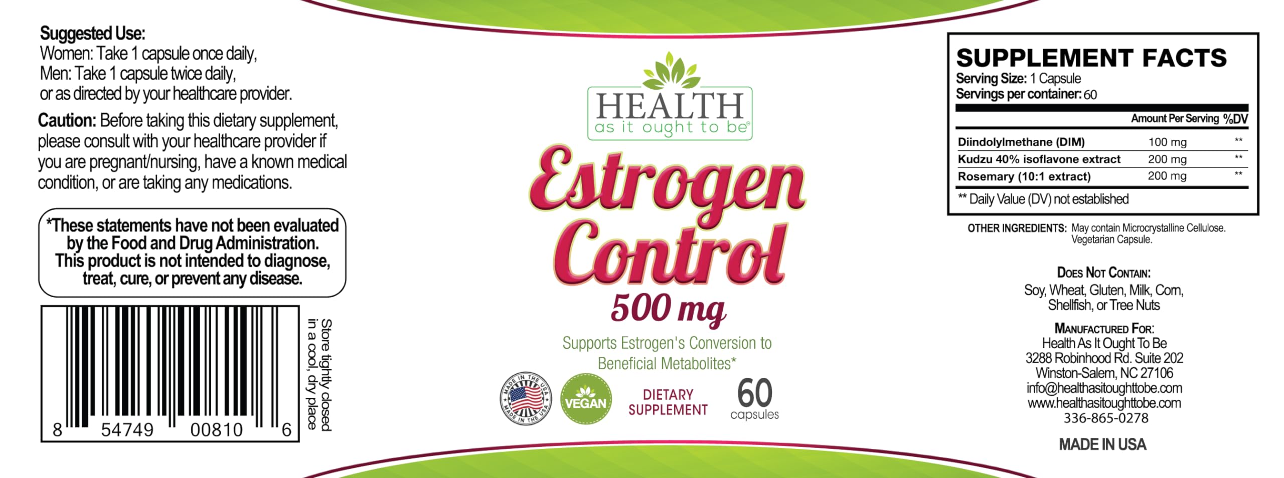 Health As It Ought To Be estrogen control supplement pills closeup promotes balanced metabolism