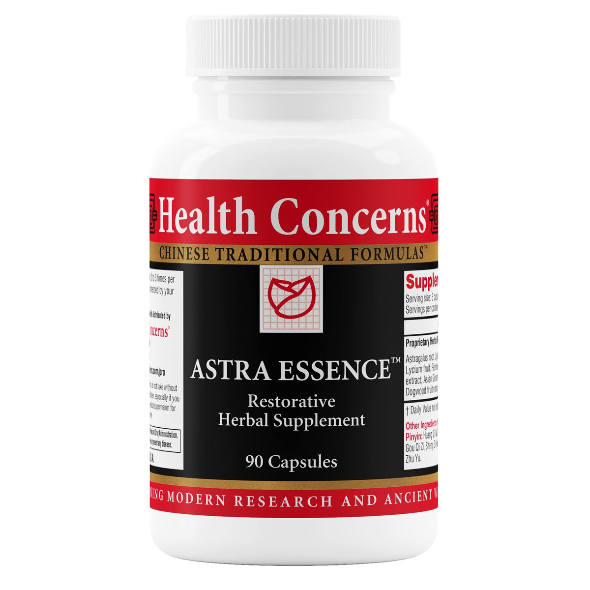 Health Concerns Astra Essence herbal tonic bottle with 90 capsules