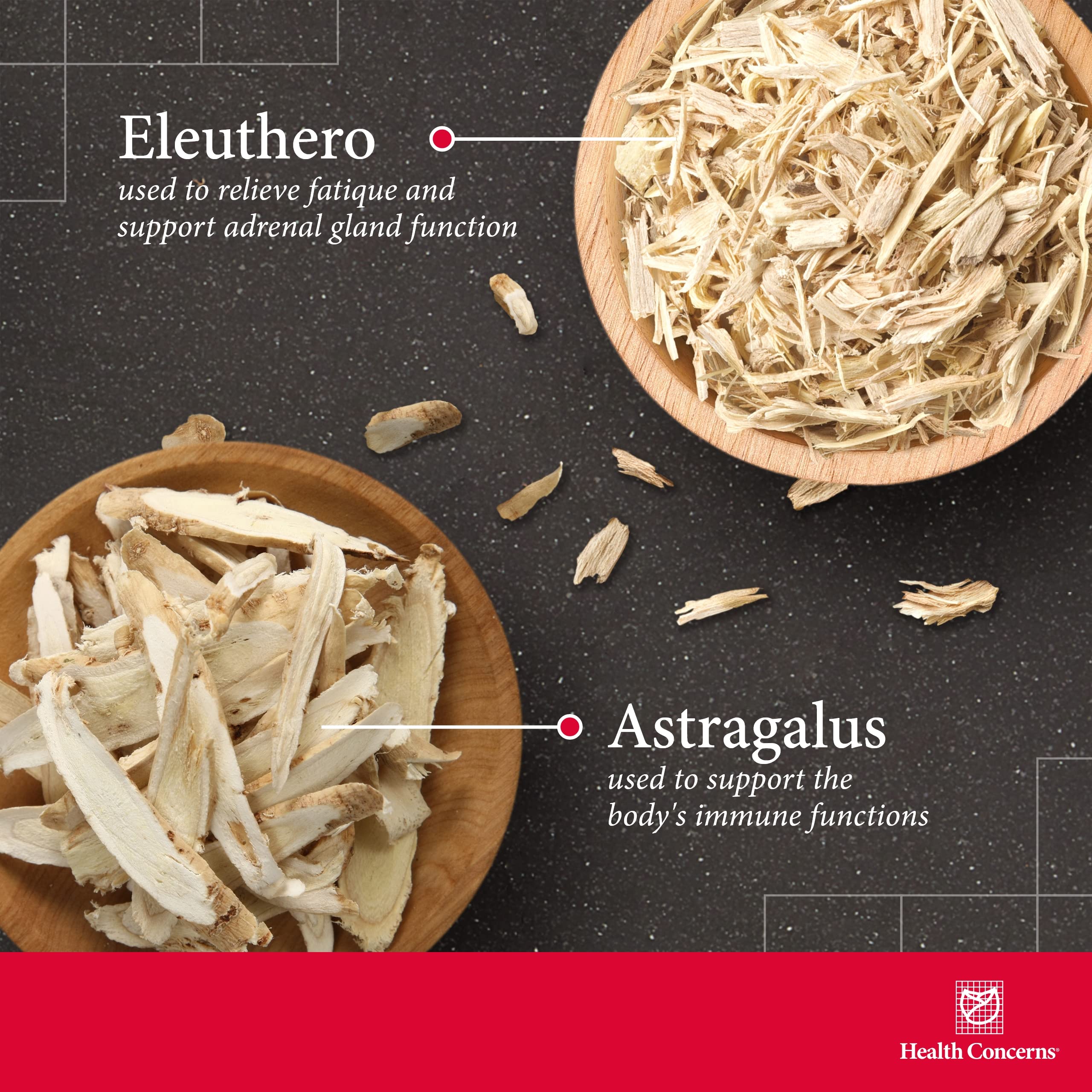Label highlighting astragalus, ginseng, schisandra herbs
