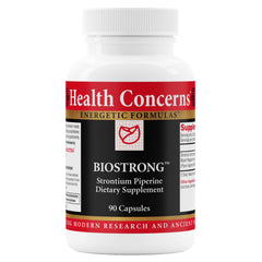 Health Concerns BioStrong bottle showing bone-strength formula