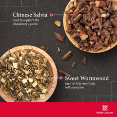 Herbal ingredients in Health Concerns Formula H including Skullcap root, Quercetin, honeysuckle, and peony.