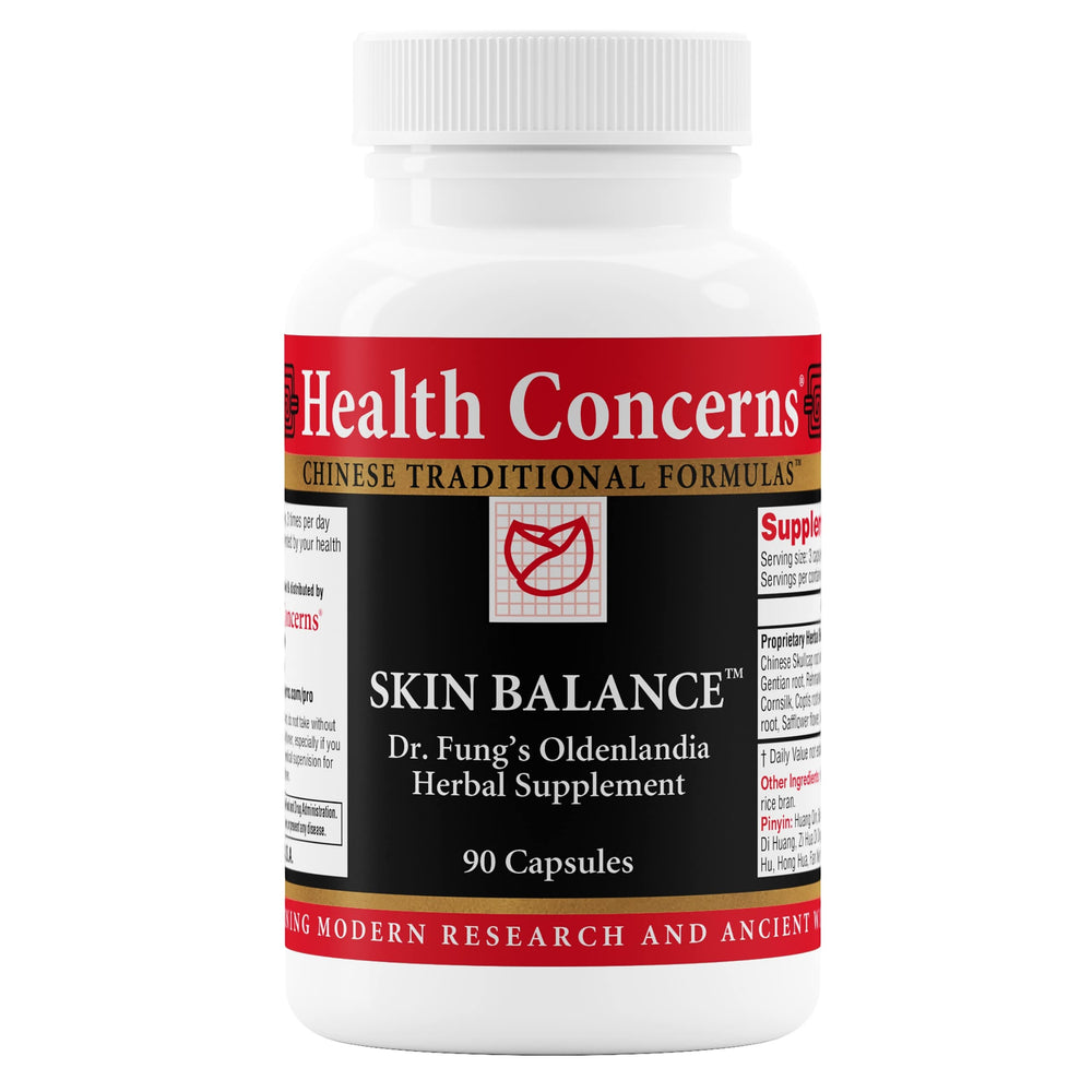 Health Concerns Skin Balance bottle front label with 90 capsules