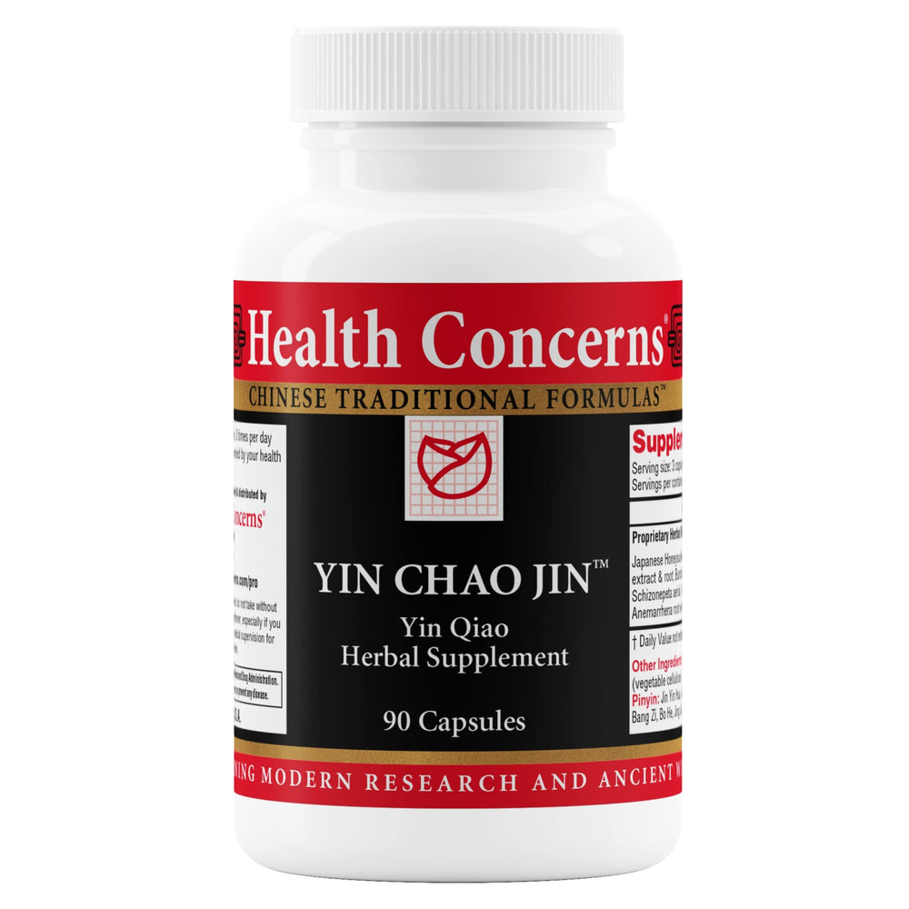 Health Concerns Yin Chao Jin bottle label – immune booster