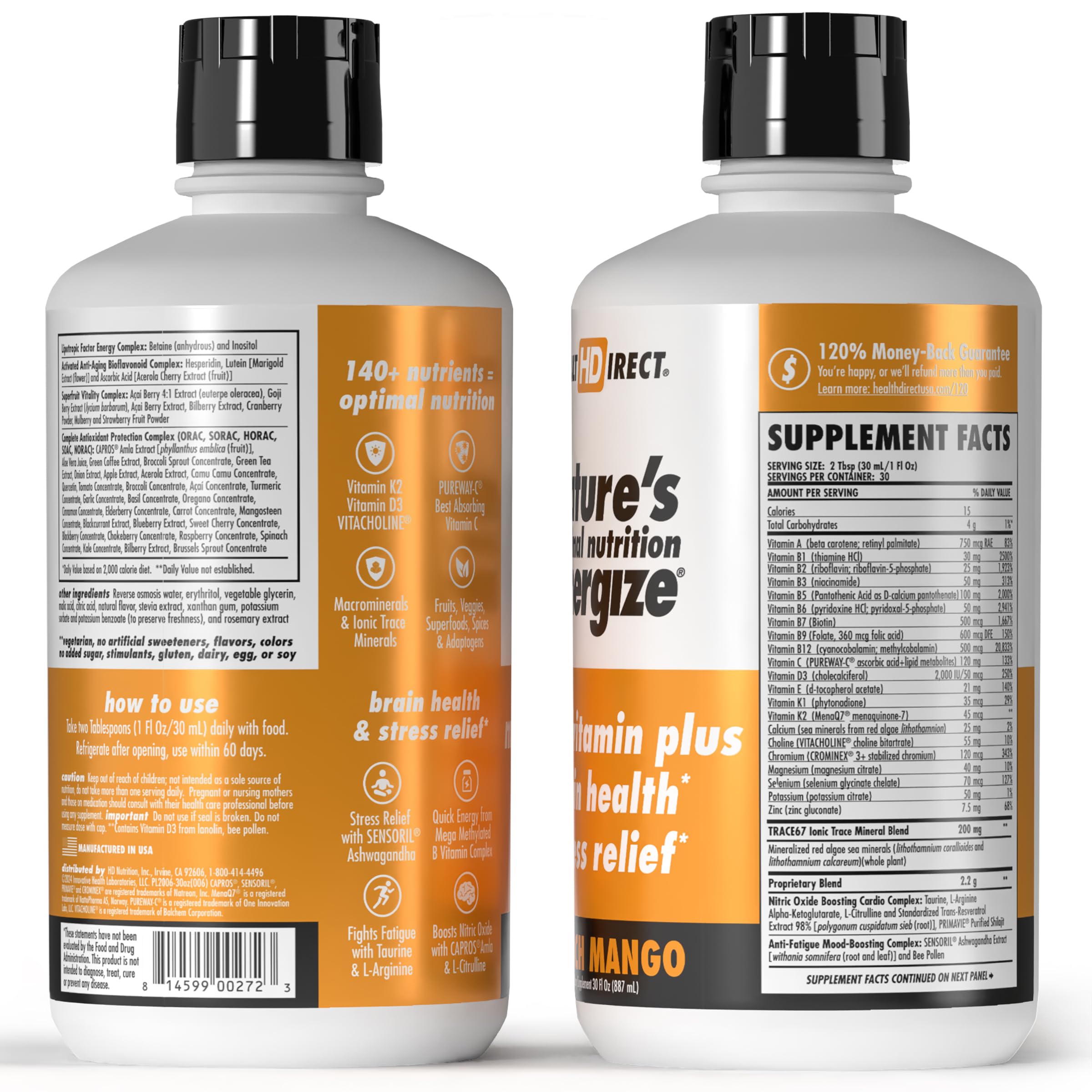 Close-up of Energize Liquid Multivitamin ingredients