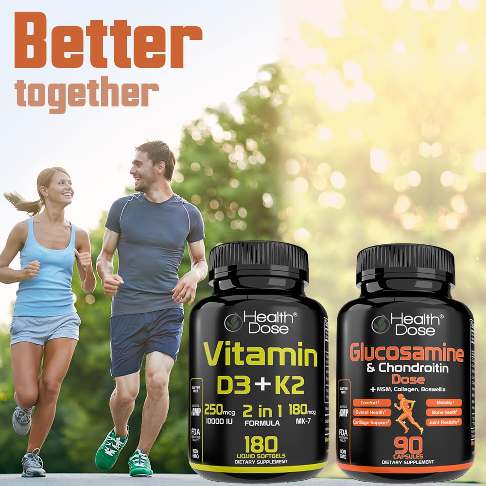 Close-up of Health Dose D3 and K2 MK7 softgels