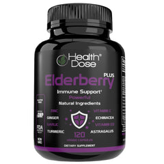 Health Dose Elderberry Plus bottle with front label
