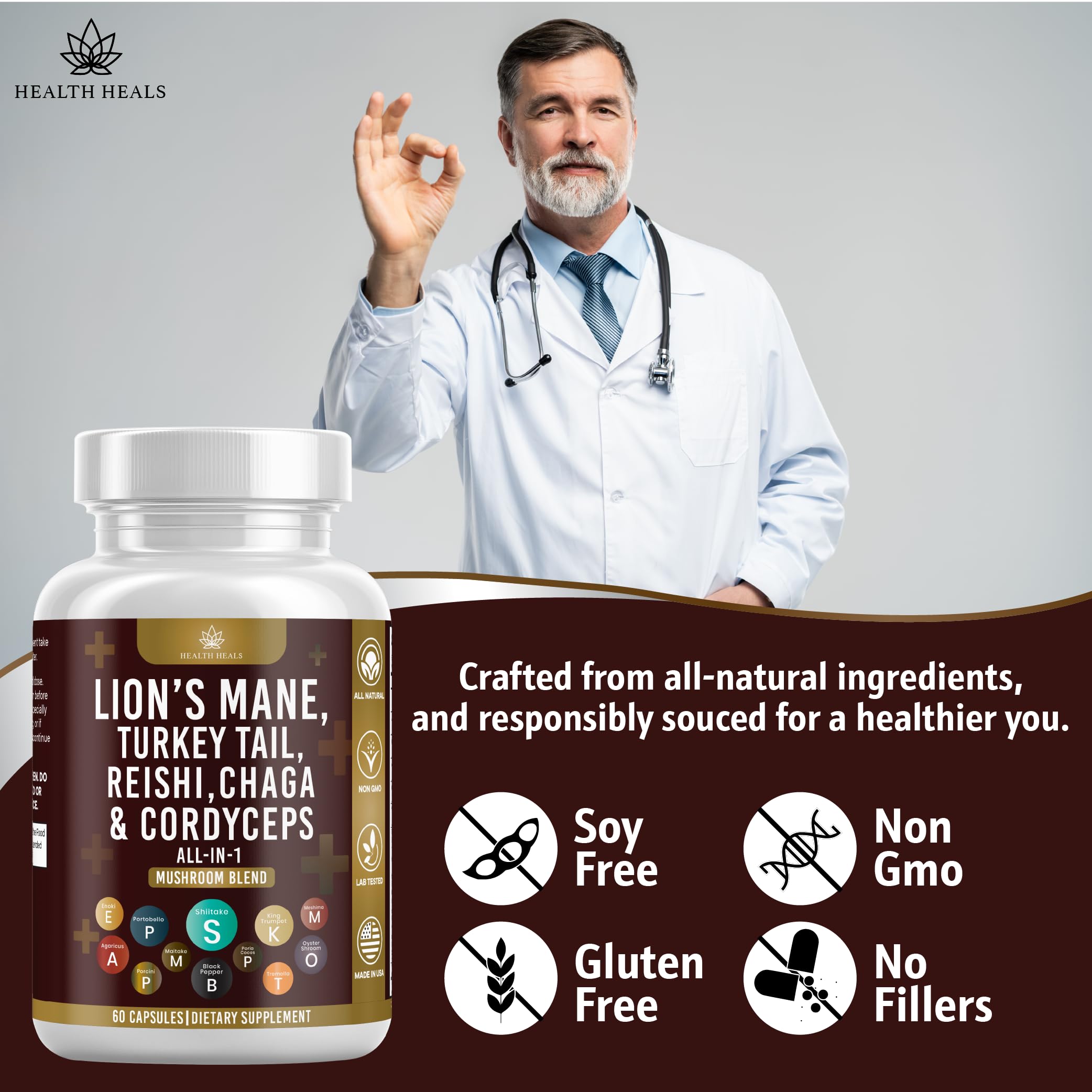 Chaga mushroom ingredient close-up for Health Heals blend