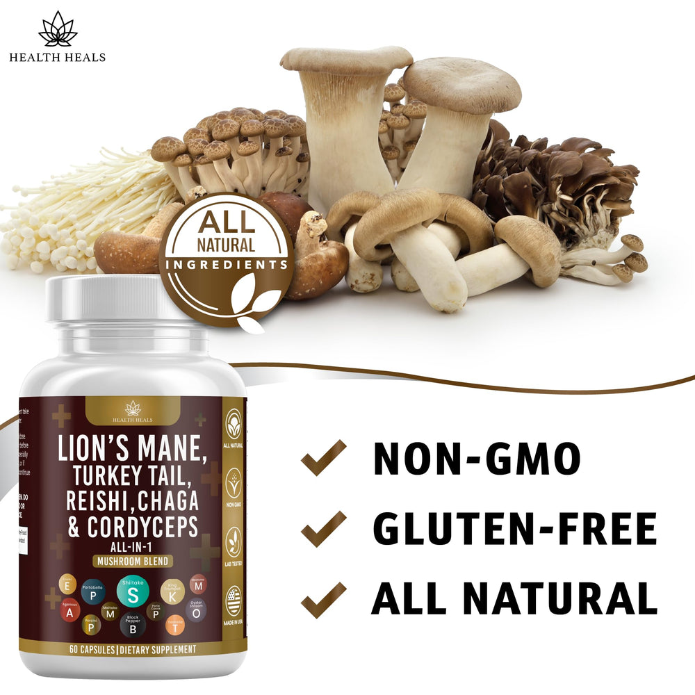 Cordyceps and Marshmallow Root ingredients close-up for Health Heals Mushroom Supplement