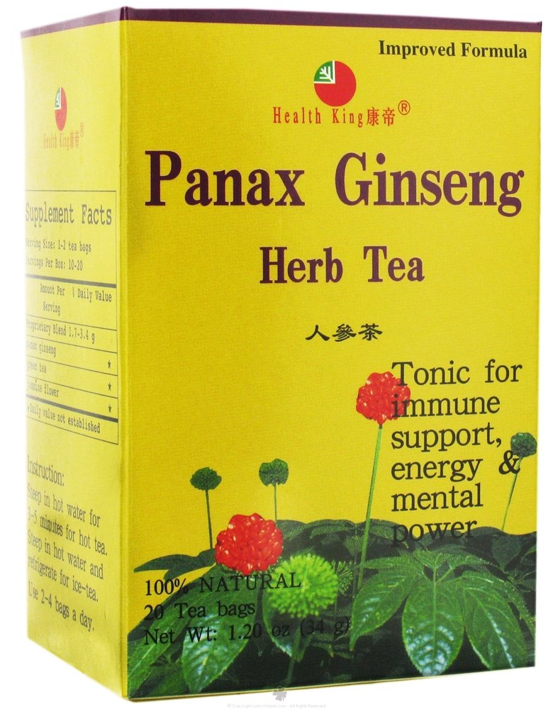 Health King Panax Ginseng Tea - 20-count box (pack of 4) teabags