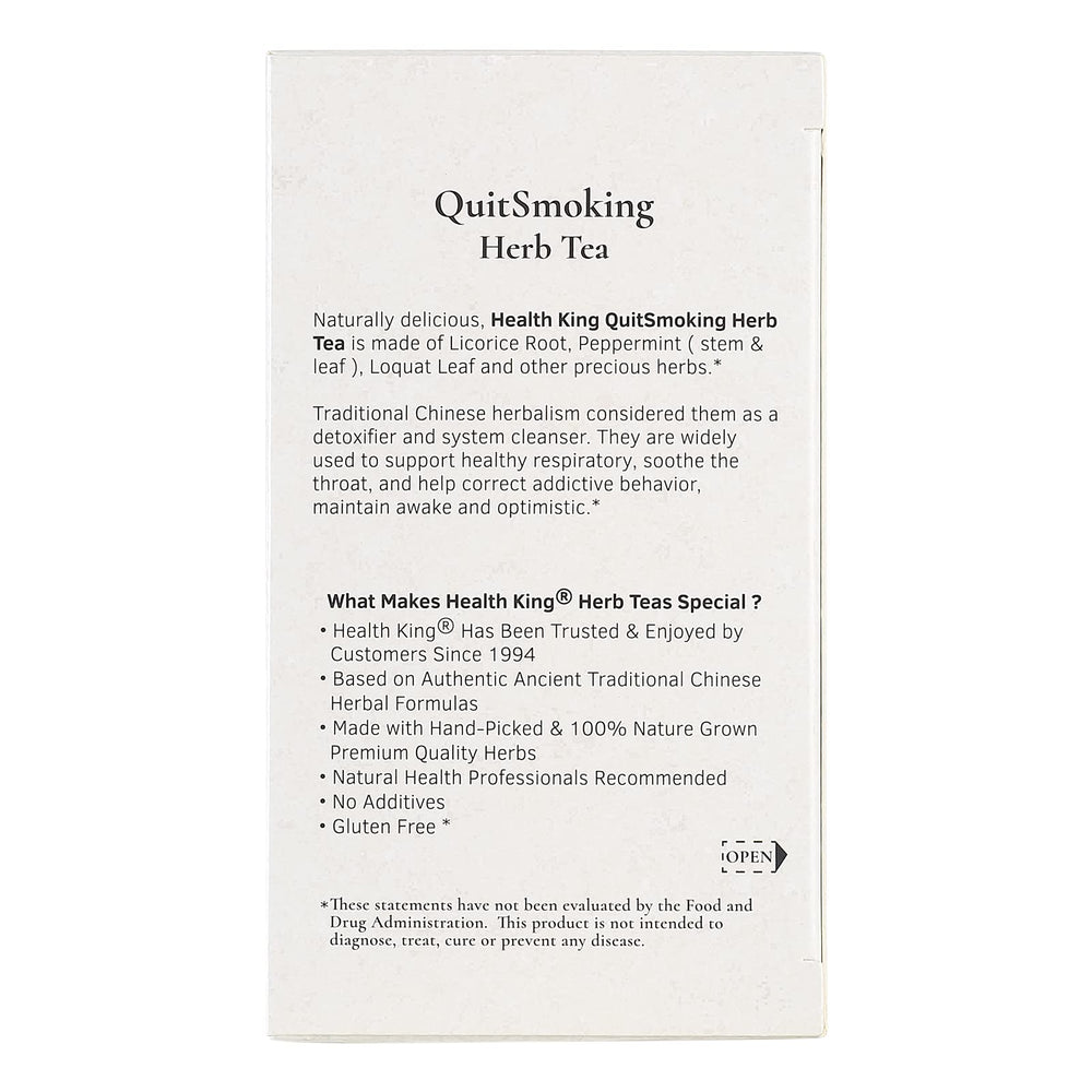 Close-up of Health King Stop Smoking Tea sachets