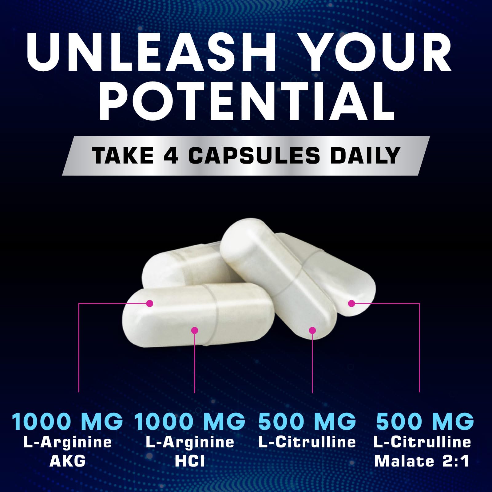 Health Nutrition Naturals citrulline malate capsules close-up for endurance support