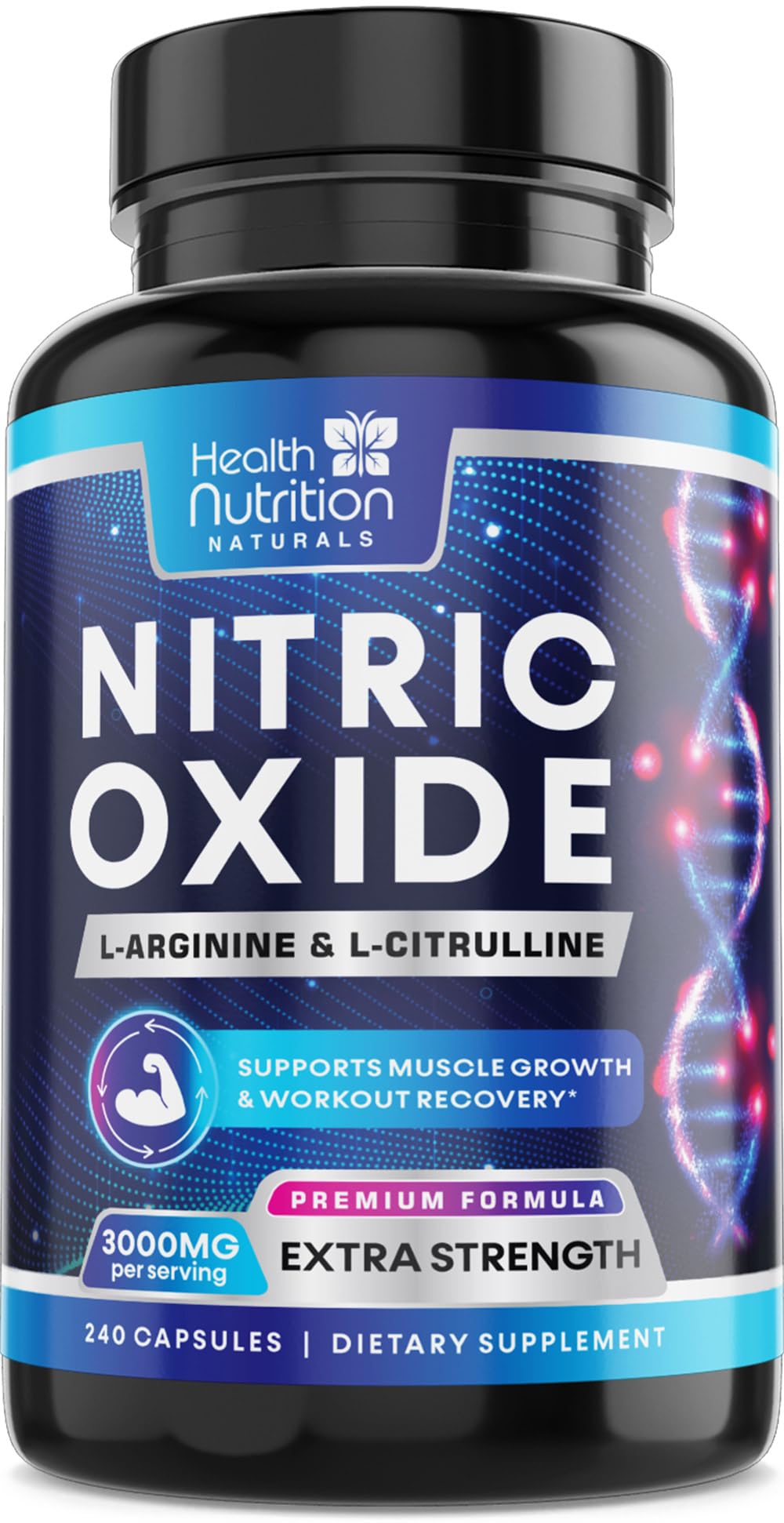 Health Nutrition Naturals Oxido Nitrico 3000mg bottle ready for workouts