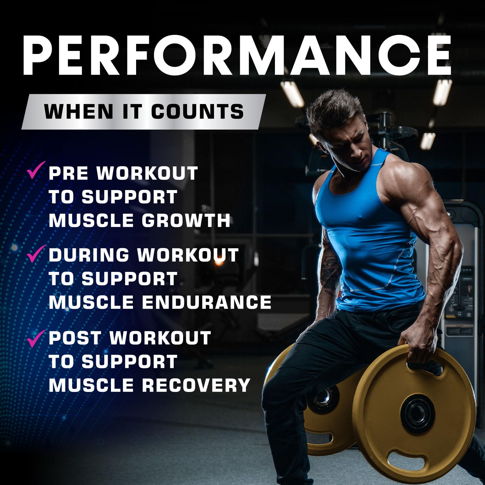 Health Nutrition Naturals product on gym scene suggesting energy during training