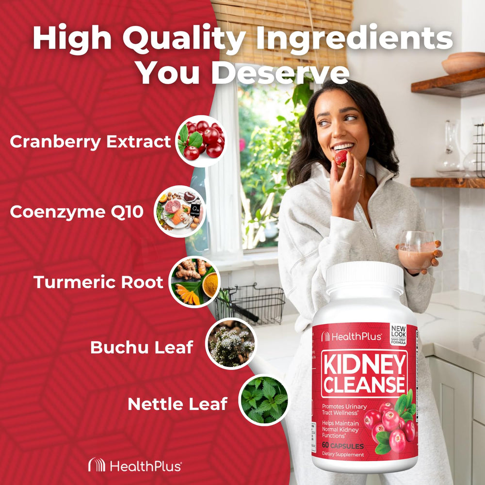 Health Plus Advanced Kidney Cleanse buchu leaf extract capsule for holistic kidney support.