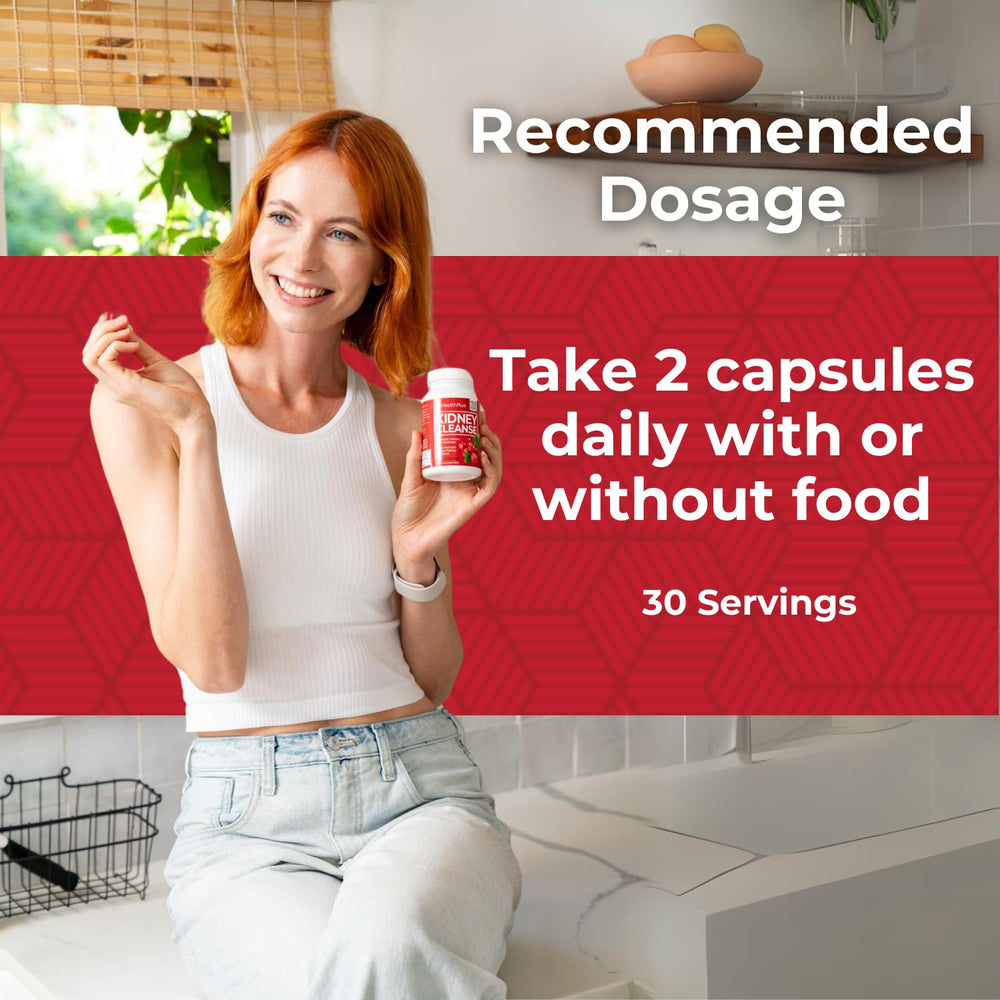 Health Plus Advanced Kidney Cleanse CoQ10 capsule emphasizing cellular energy support.