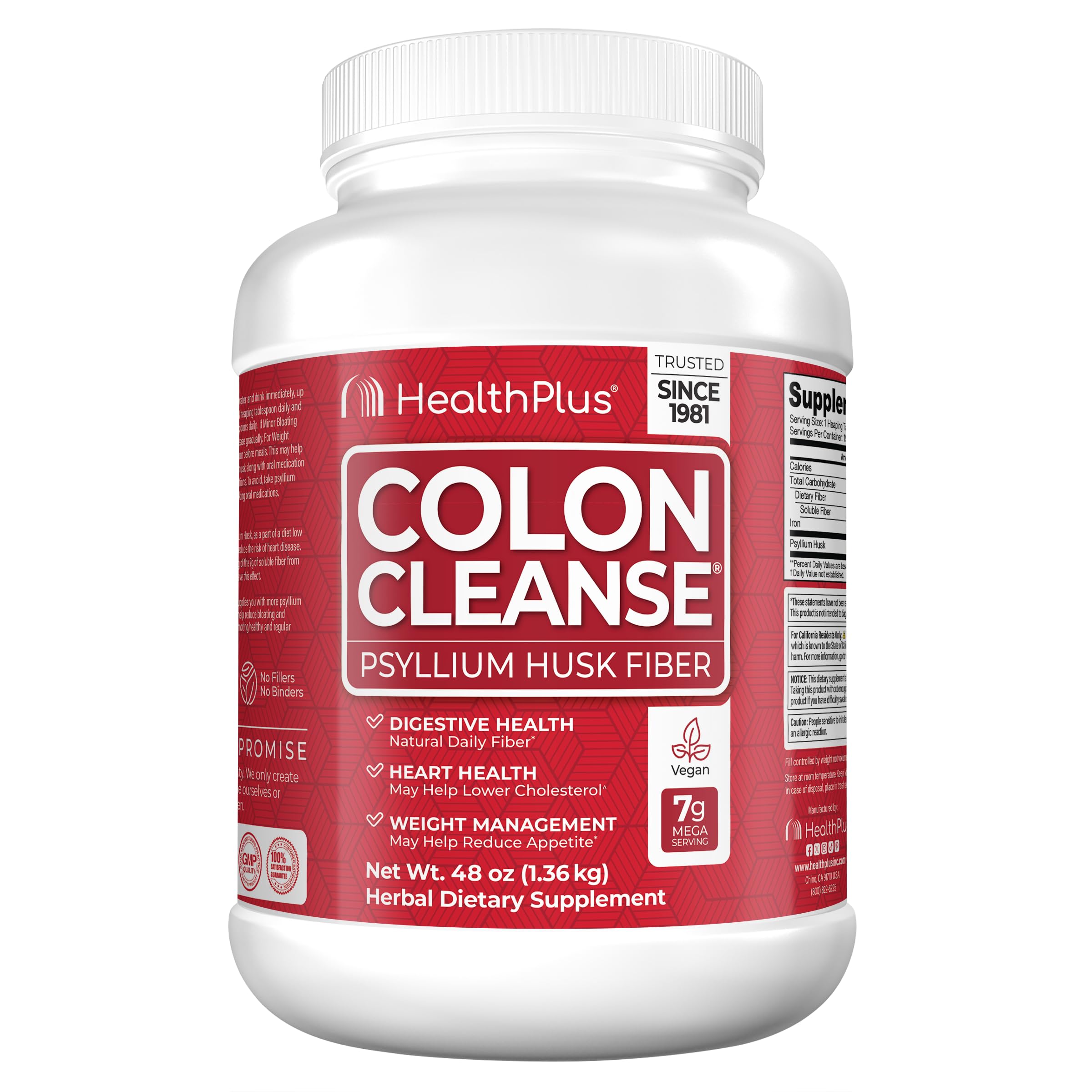 Health Plus Colon Cleanse bottle and label on white background