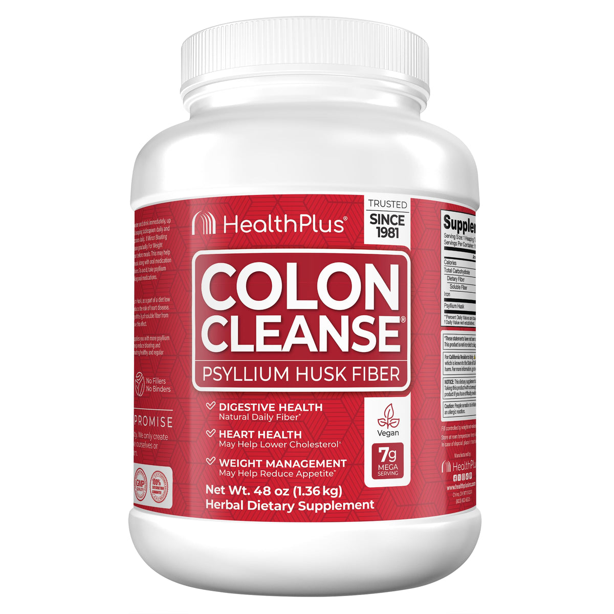 Health Plus Colon Cleanse bottle and label on white background