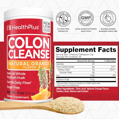 Serving scoop with orange flavor powder for Health Plus Colon Cleanse