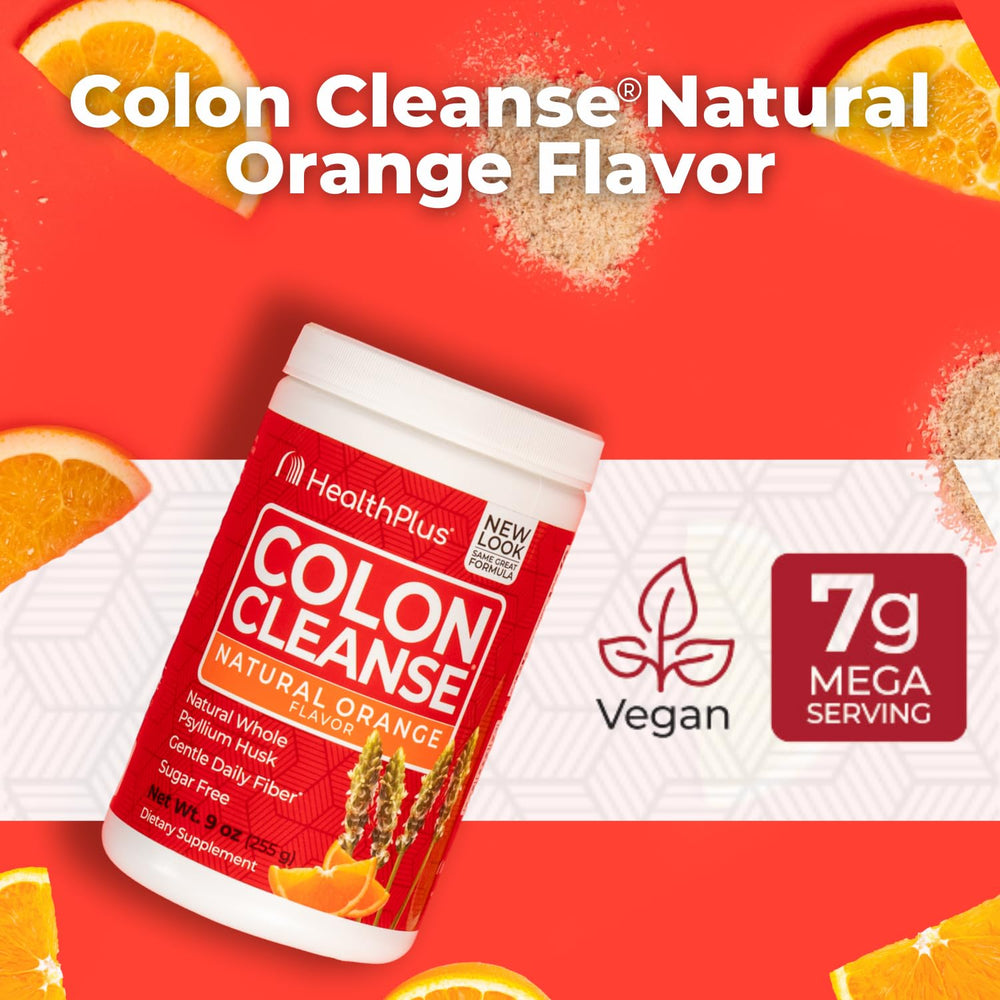 Close-up of psyllium husk and ingredients for Health Plus Colon Cleanse