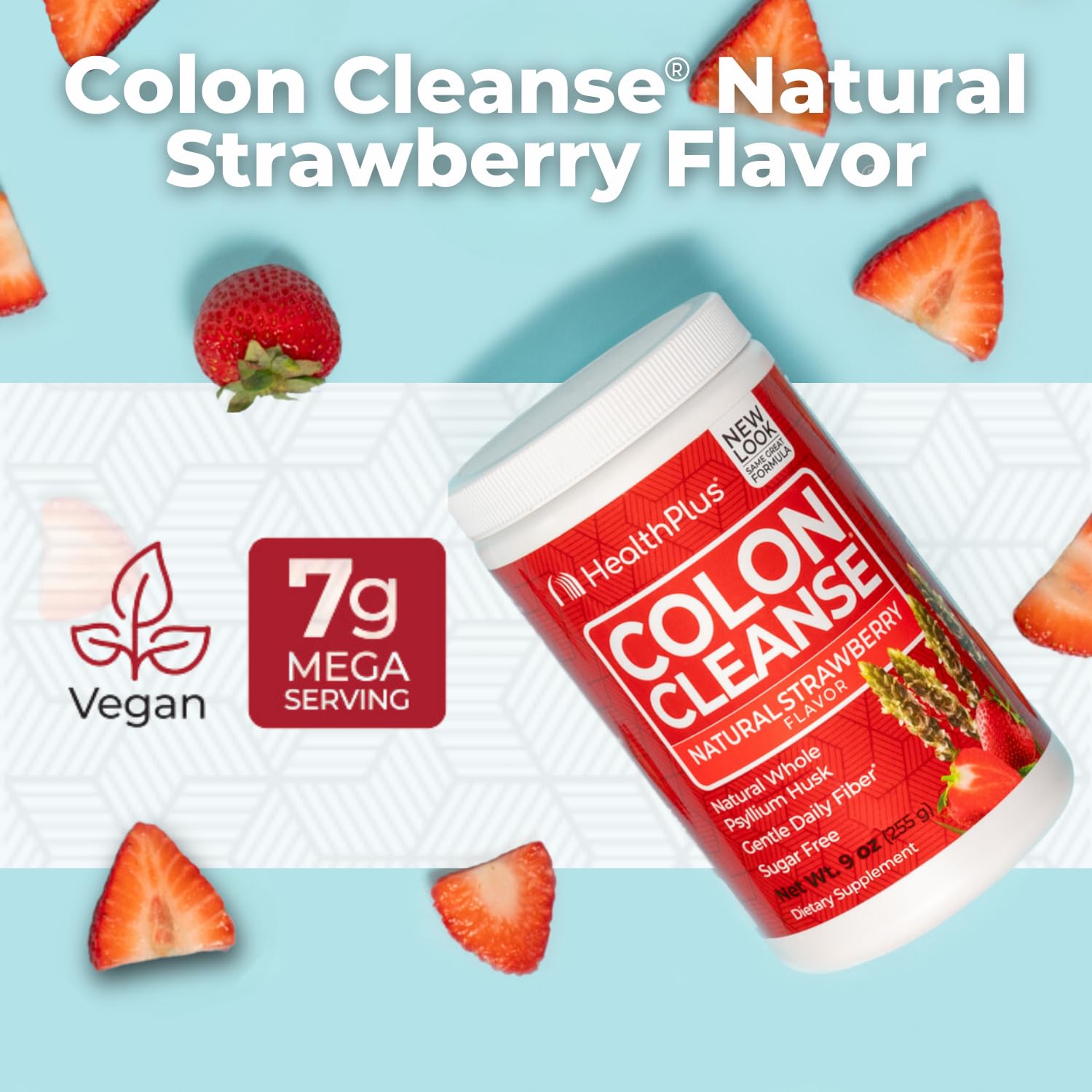 Powder of Health Plus Colon Cleanse Strawberry flavor being measured