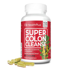 Health Plus Super Colon Cleanse bottle label on white background