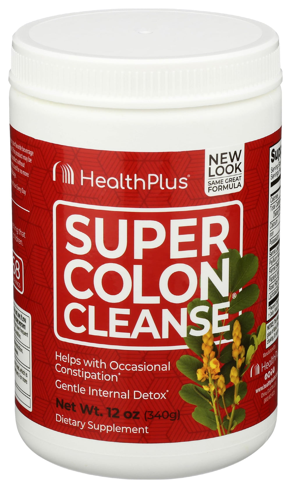 Health Plus Super Colon Cleanse bottle front view highlights gentle cleansing potential.